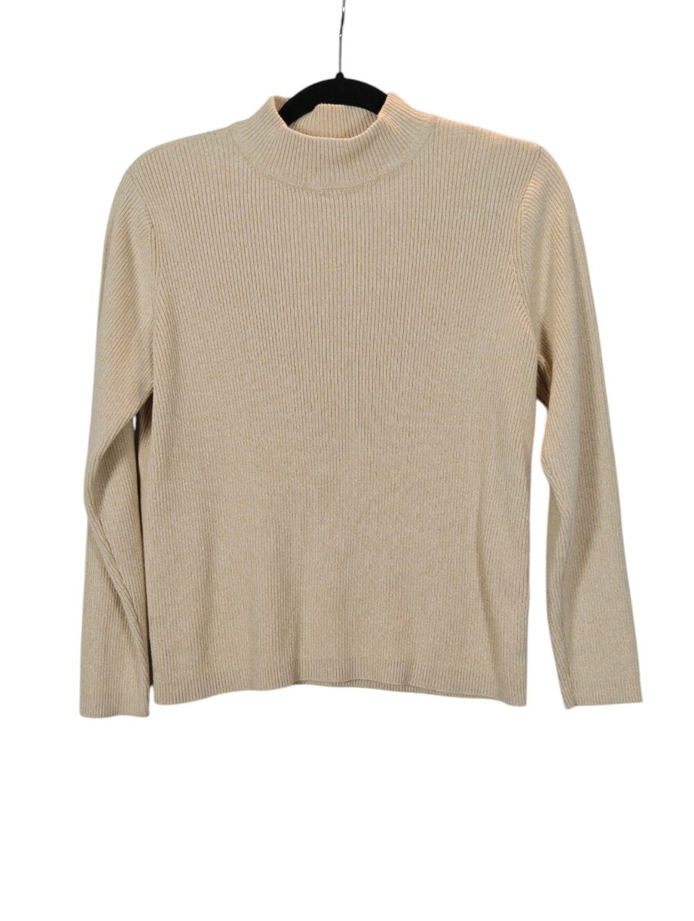 Karen Scott ribbed knit mock neck sweater in a beige/tan shade Size Large